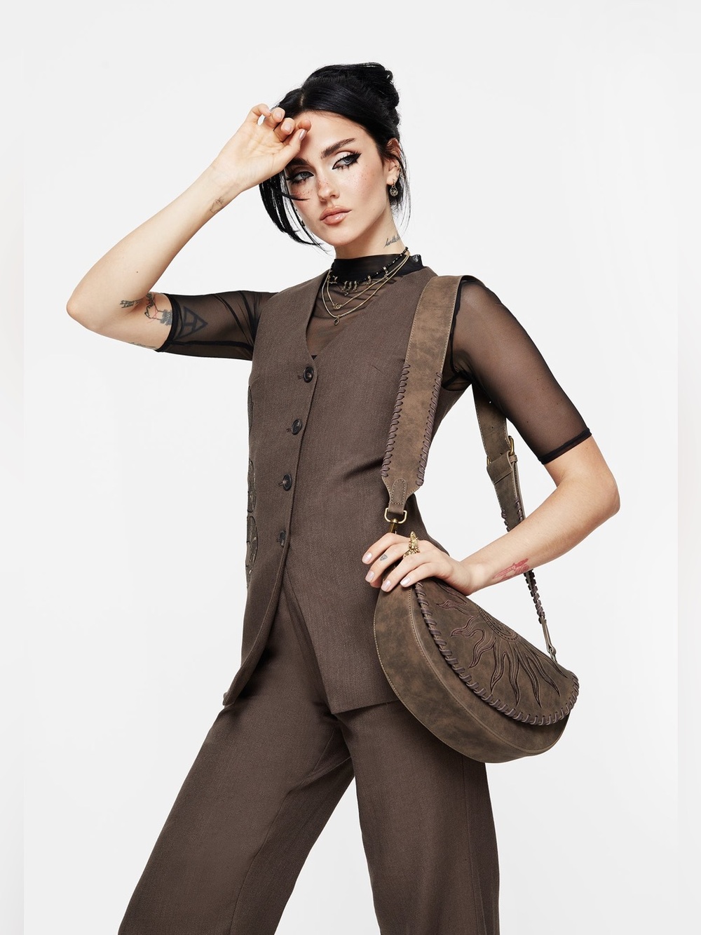 NWT Disturbia Gaia Linen Blend Snake Embroidered Longline Waistcoat US 16/UK 20 - Picture 8 of 8